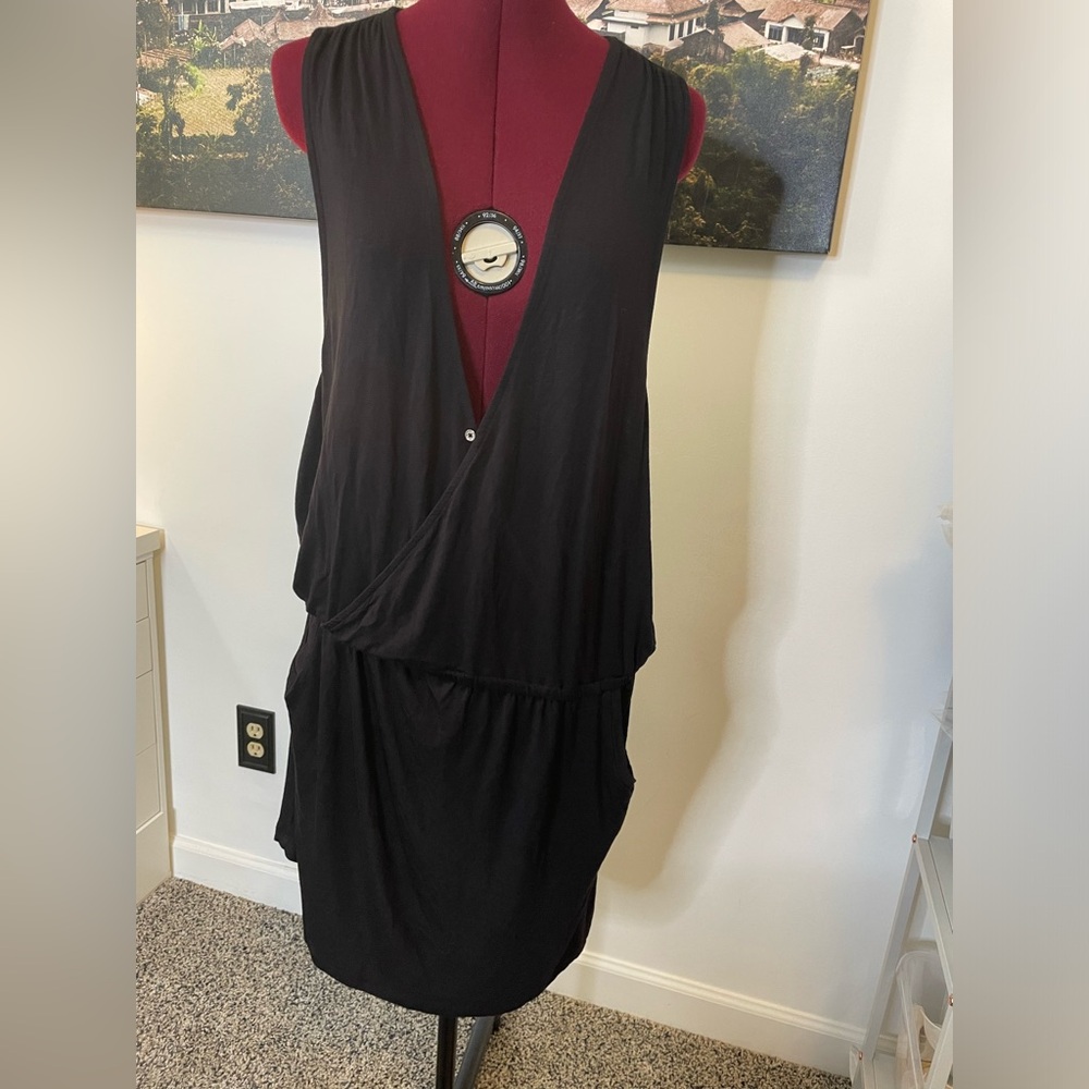 Calvin Klein Black Sleeveless Wrap Dress cover up